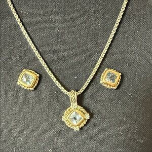 Silver and Gold Colored Necklace and Earrings